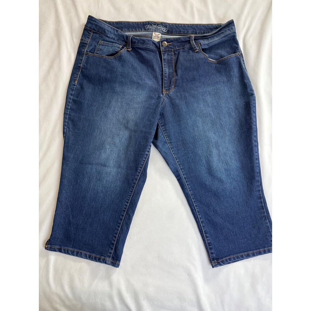 Faded Glory Y2K Womens 24W Capri Jeans Blue Denim Dark Wash Stretch